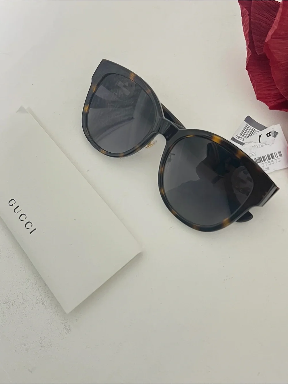 Gucci 56mm Square Sunglasses In Havana Gray New Without Case - Unisex - Reemoly